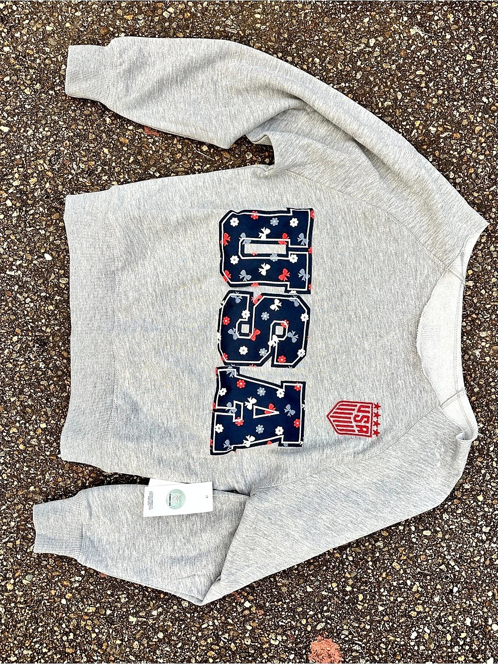 USA Floral Logo Sweatshirt in Gray Like New